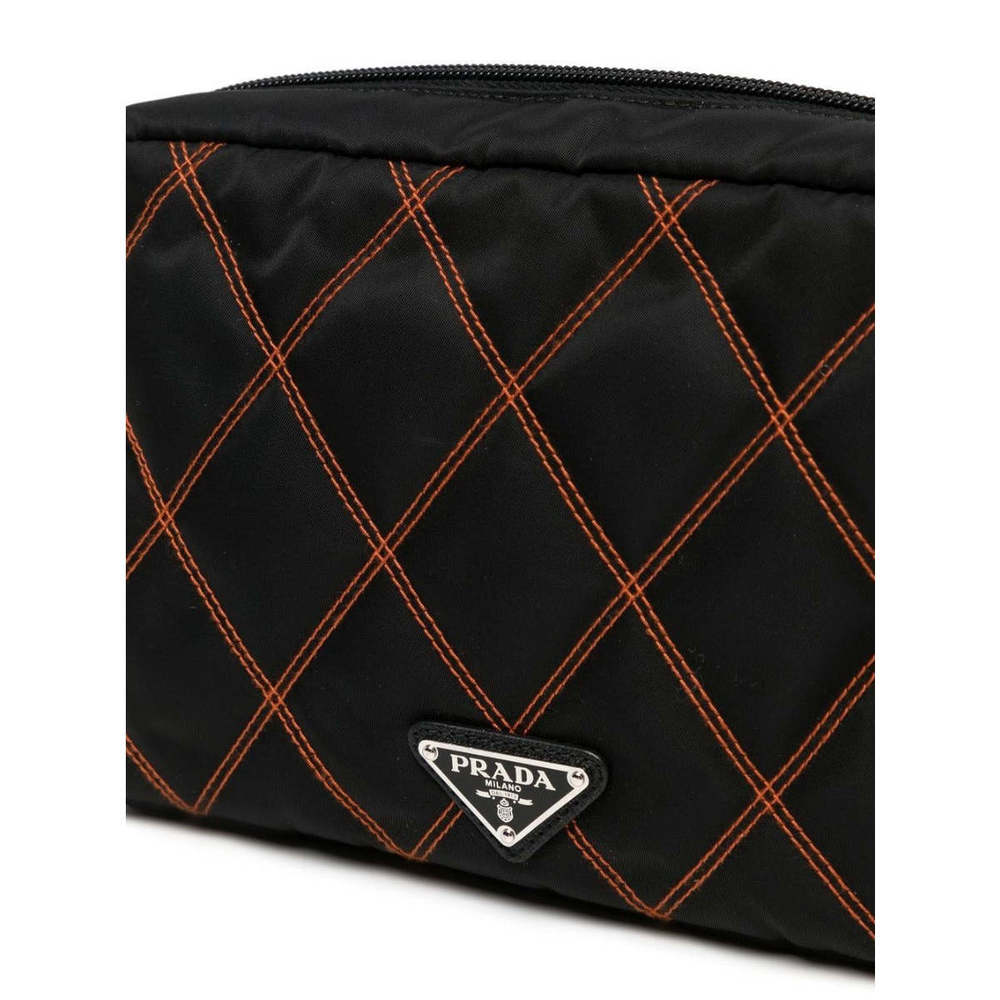 PRADA Nylon Black and Orange Pouch - Picture 3 of 6